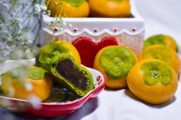 bánh trung thu, bánh trung thu hình quả hồng, cách làm bánh 