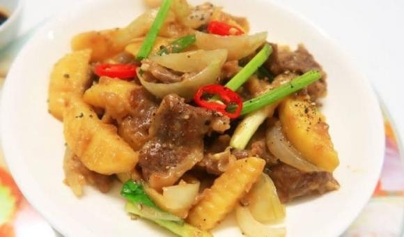 thịt bò xào khoai tây, cách làm thịt bò xào khoai tây, món ngon 