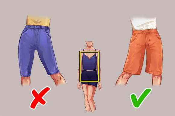 mẹo chọn quần short theo dáng người 0 quần short, mẹo chọn quần short, dáng người, mẹo chọn quần short theo dáng người