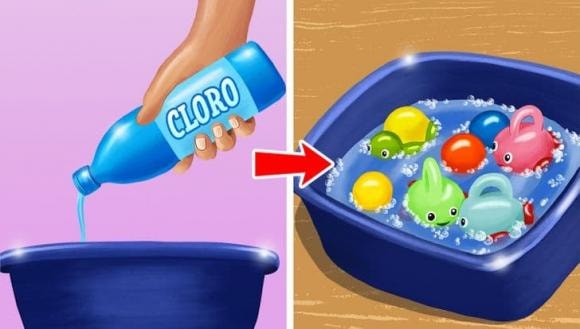 làm sạch đồ chơi, làm sạch đồ chơi trẻ em, chăm con 