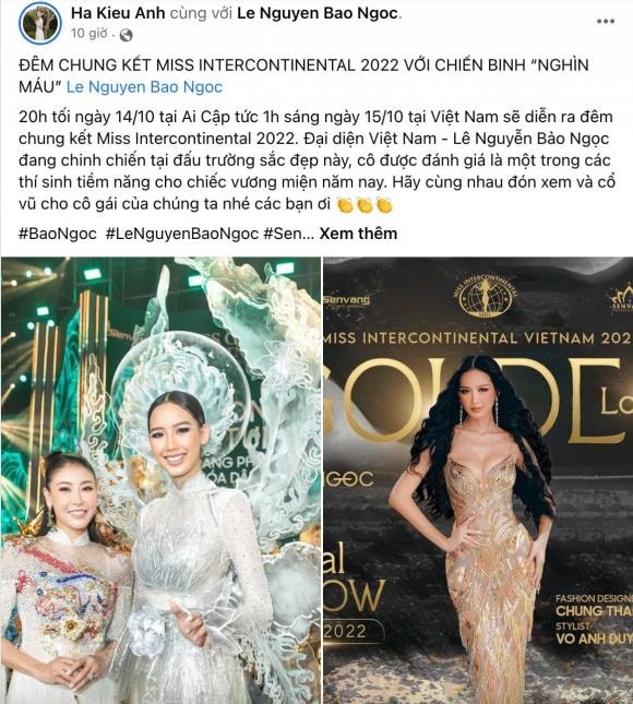 Miss Intercontinental 2022, á hậu Bảo Ngọc, sao Việt