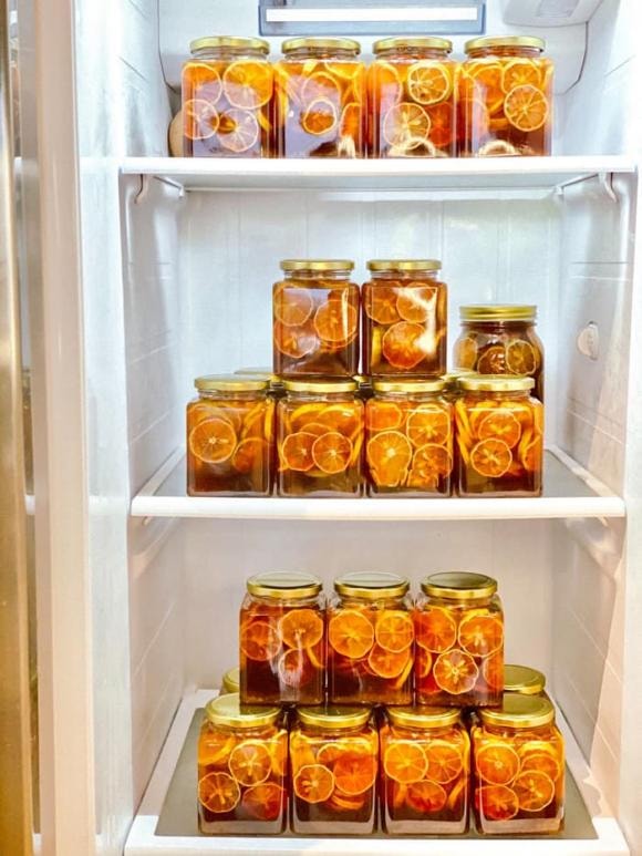 chanh đào mật ong và đường phèn, cách làm chanh đào mật ong và đường phèn, bảo quản chanh đào ngâm mật ong