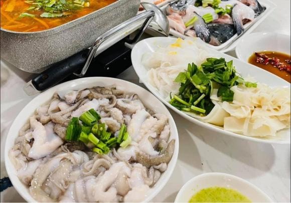 lẩu cá hồi măng chua nhúng hải sản, công thức lẩu cá hồi măng chua, món ngon từ cá hồi