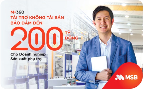 MSB tài trợ không tài sản bảo đảm lên đến 200 tỉ đồng