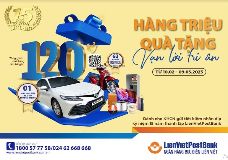 LienVietPostBank dành gần 120 tỷ đồng quà tặng cho KH gửi tiết kiệm 