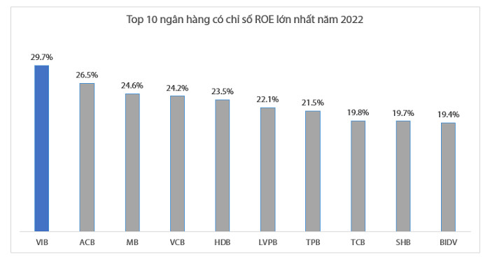 Những ngân hàng có ROE cao nhất năm 2022: VIB là quán quân, BIDV bứt tốc vào Top 10