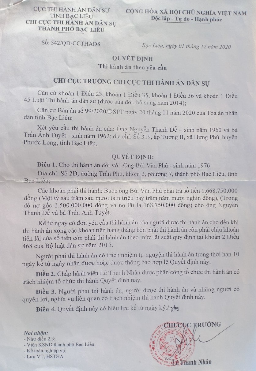 Mang tài sản bị thi hành án tặng vợ, Tòa tuyên vô hiệu hợp đồng tặng cho