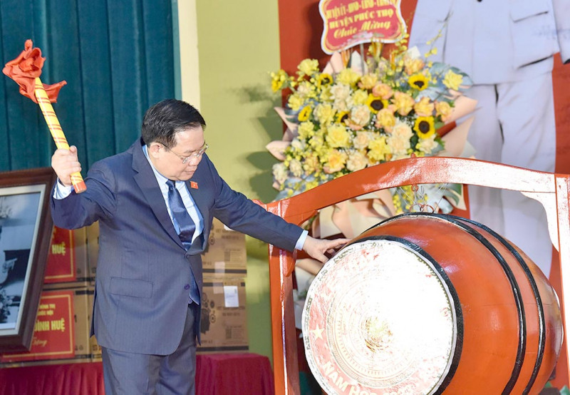 Chủ tịch Quốc hội Vương Đình Huệ dự Lễ khai giảng năm học mới 2023 - 2024 tại Trường Hữu nghị T78 -0