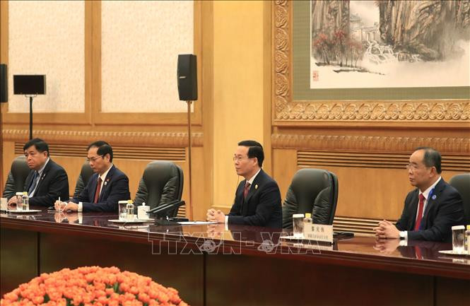Chủ tịch nước Võ Văn Thưởng hội kiến Tổng Bí thư, Chủ tịch Trung Quốc Tập Cận Bình - Ảnh 3.
