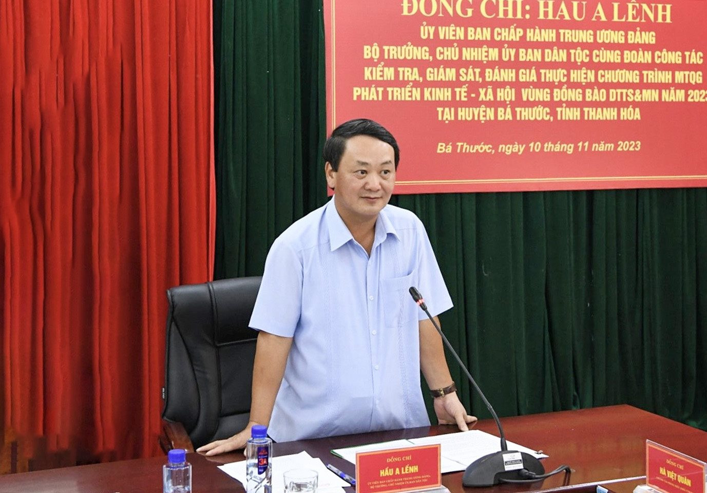 Bộ trưởng, Chủ nhiệm Ủy ban Dân tộc Hầu A Lềnh kiểm tra, đánh giá việc thực hiện Chương trình MTQG 1719 tại Thanh Hóa
