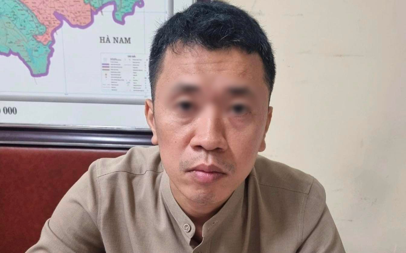 Nguyễn Trung Kiên tại trụ sở Công an.