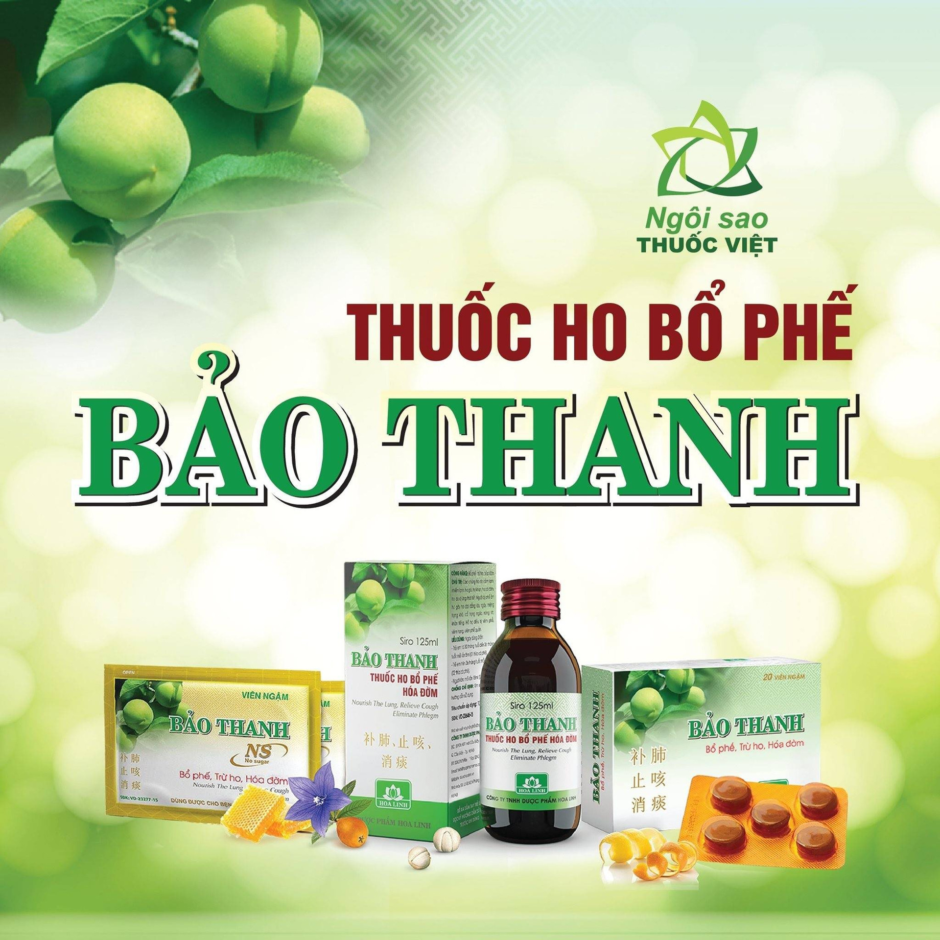 Các sản phẩm mang thương hiệu thuốc ho bổ phế Bảo Thanh đã được Bộ y tế trao tặng giải thưởng Ngôi sao thuốc Việt, nhằm tôn vinh thuốc sản xuất trong nước có chất lượng tốt.