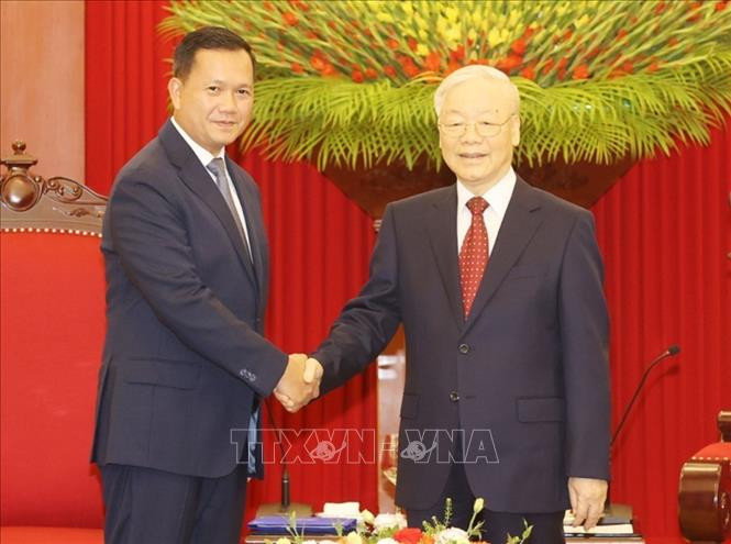 Tổng Bí thư Nguyễn Phú Trọng và Thủ tướng Campuchia Hun Manet