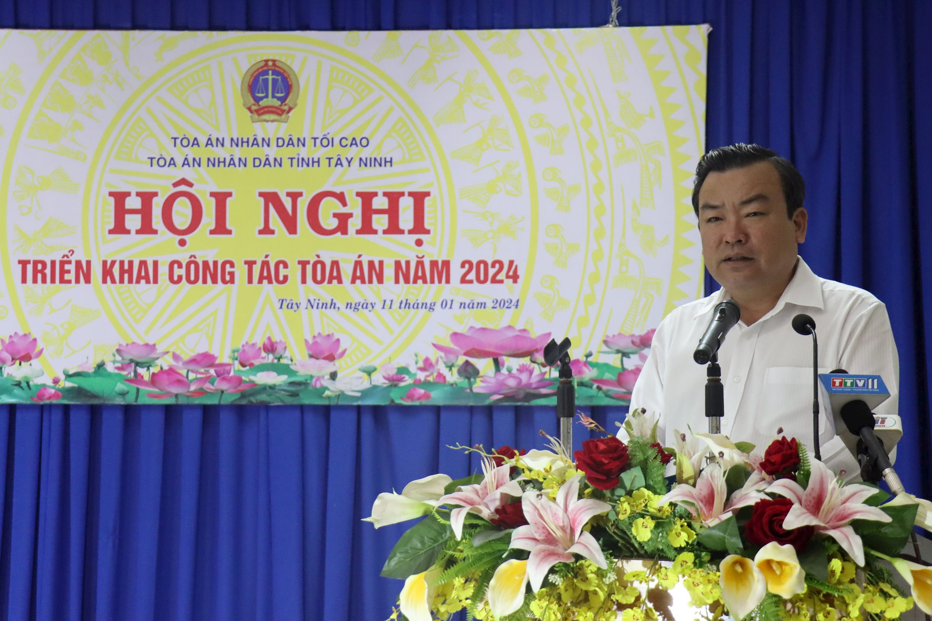 Phó Bí thư Thường trực Tỉnh uỷ, Trưởng đoàn Đại biểu Quốc hội tỉnh Tây Ninh - Phạm Hùng Thái biểu dương những thành tích mà TAND đạt được trong năm 2023