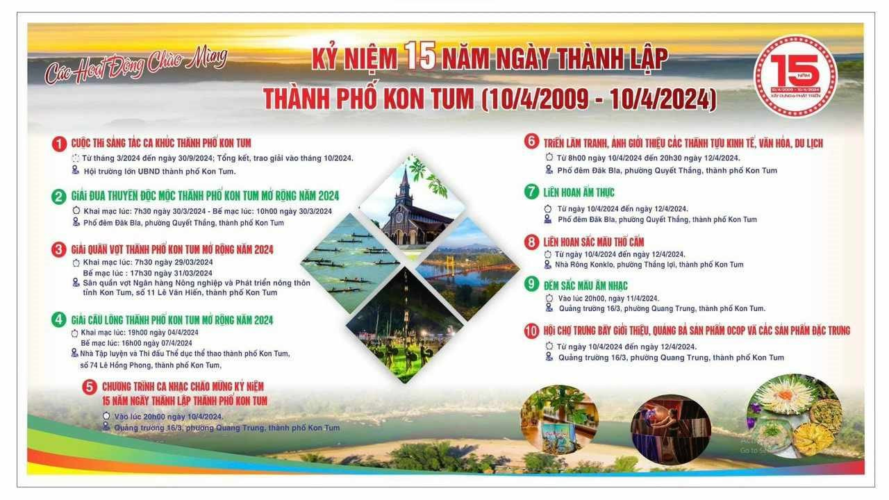 Nhiều hoạt động chào mừng kỷ niệm 15 năm Ngày thành lập TP Kon Tum