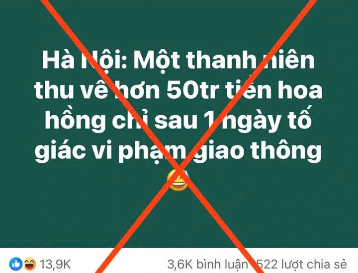 Bác thông tin 'thanh niên thu về 50 triệu đồng từ tố giác vi phạm giao thông'- Ảnh 1.