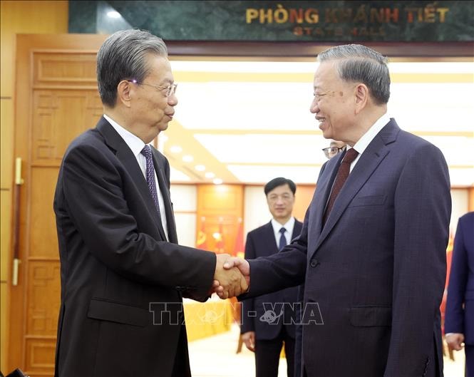 Tổng Bí thư Tô Lâm tiếp Ủy viên Trưởng Nhân đại toàn quốc Trung Quốc Triệu Lạc Tế- Ảnh 1.