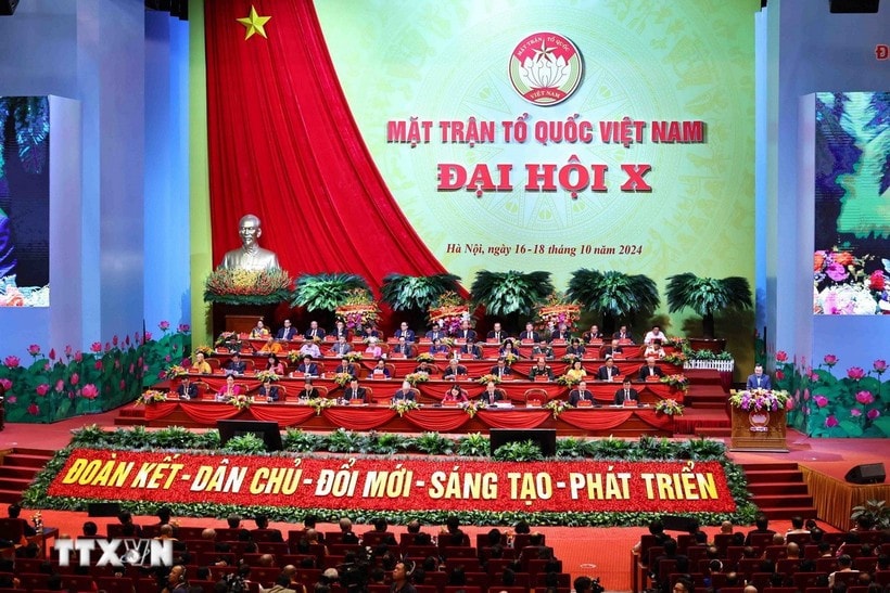 Hình ảnh Phiên bế mạc Đại hội đại biểu toàn quốc Mặt trận Tổ quốc Việt Nam lần thứ 10. (Nguồn: TTXVN)
