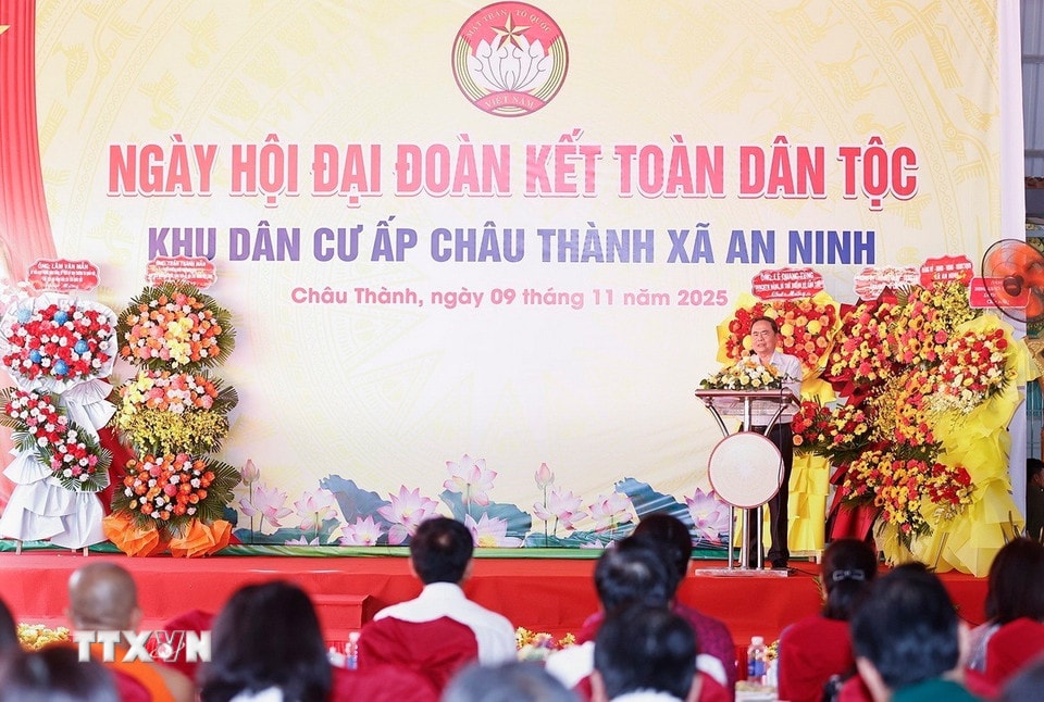 Chủ tịch Quốc hội Trần Thanh Mẫn phát biểu tại Ngày hội. (Ảnh: Doãn Tấn/TTXVN)