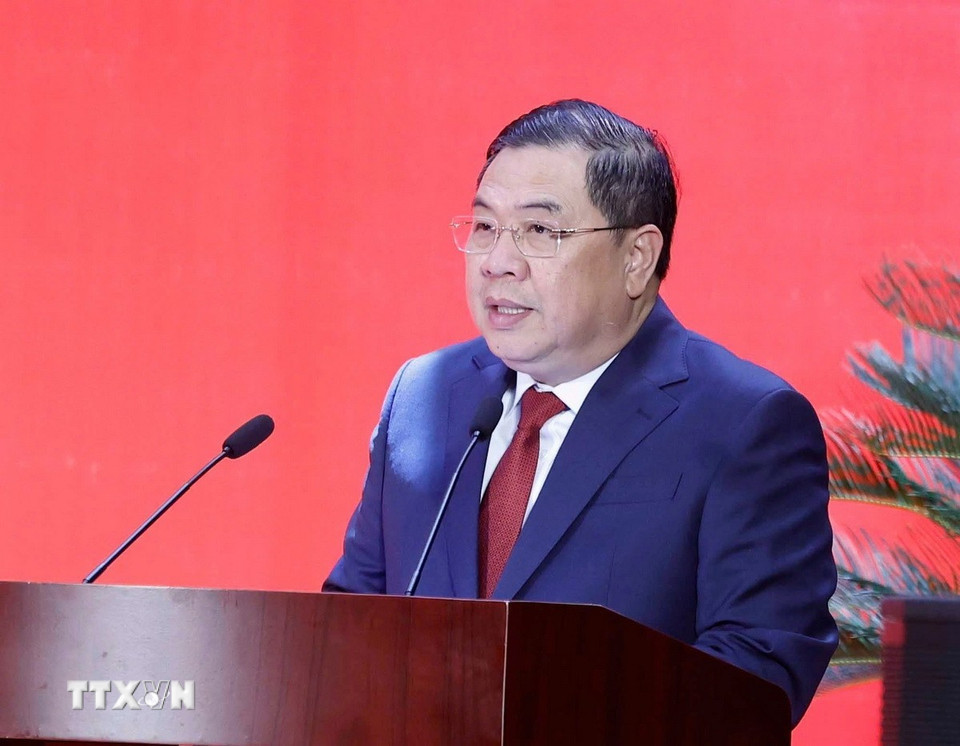 Đồng chí Phạm Gia Túc, Ủy viên Trung ương Đảng, Chánh Văn phòng Trung ương phát biểu. (Ảnh: Thống Nhất /TTXVN)