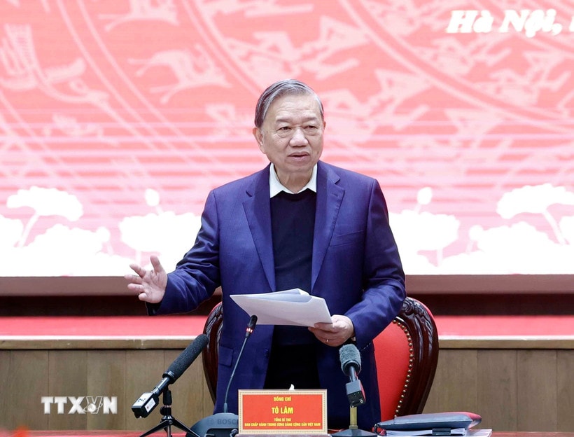 Tổng Bí thư Tô Lâm phát biểu. (Ảnh: Thống Nhất/TTXVN)