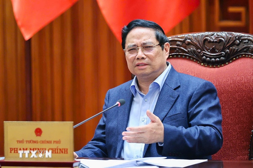 Thủ tướng Phạm Minh Chính chủ trì cuộc họp. (Ảnh: Dương Giang/TTXVN)