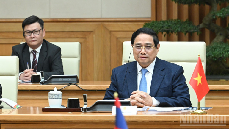 Thủ tướng Chính phủ Phạm Minh Chính phát biểu ý kiến tại cuộc hội kiến. (Ảnh: TRẦN HẢI) Thủ tướng Chính phủ Phạm Minh Chính phát biểu ý kiến tại cuộc hội kiến. (Ảnh: TRẦN HẢI)
