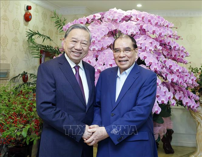 Tổng Bí thư Tô Lâm thăm, chúc Tết nguyên Tổng Bí thư Nông Đức Mạnh- Ảnh 1.