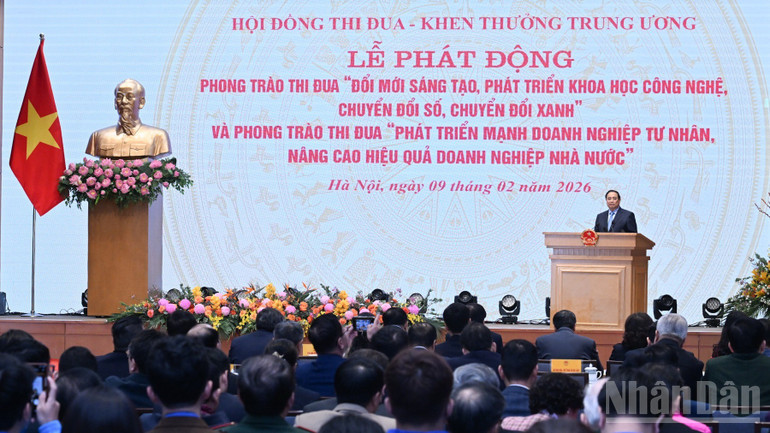 Quang cảnh lễ phát động 2 phong trào thi đua. (Ảnh: TRẦN HẢI) ndo_br_b9-1510.jpg