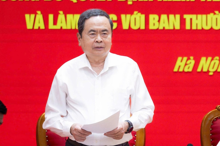 Chủ tịch Quốc hội Trần Thanh Mẫn phát biểu chỉ đạo và định hướng nội dung, cách thức tiến hành kiểm tra, giám sát. gen-h-dc-tran-thanh-man.jpg