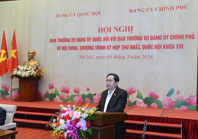 Chủ tịch Quốc hội Trần Thanh Mẫn phát biểu khai mạc hội nghị. (Ảnh: DUY LINH) 4-4160.jpg