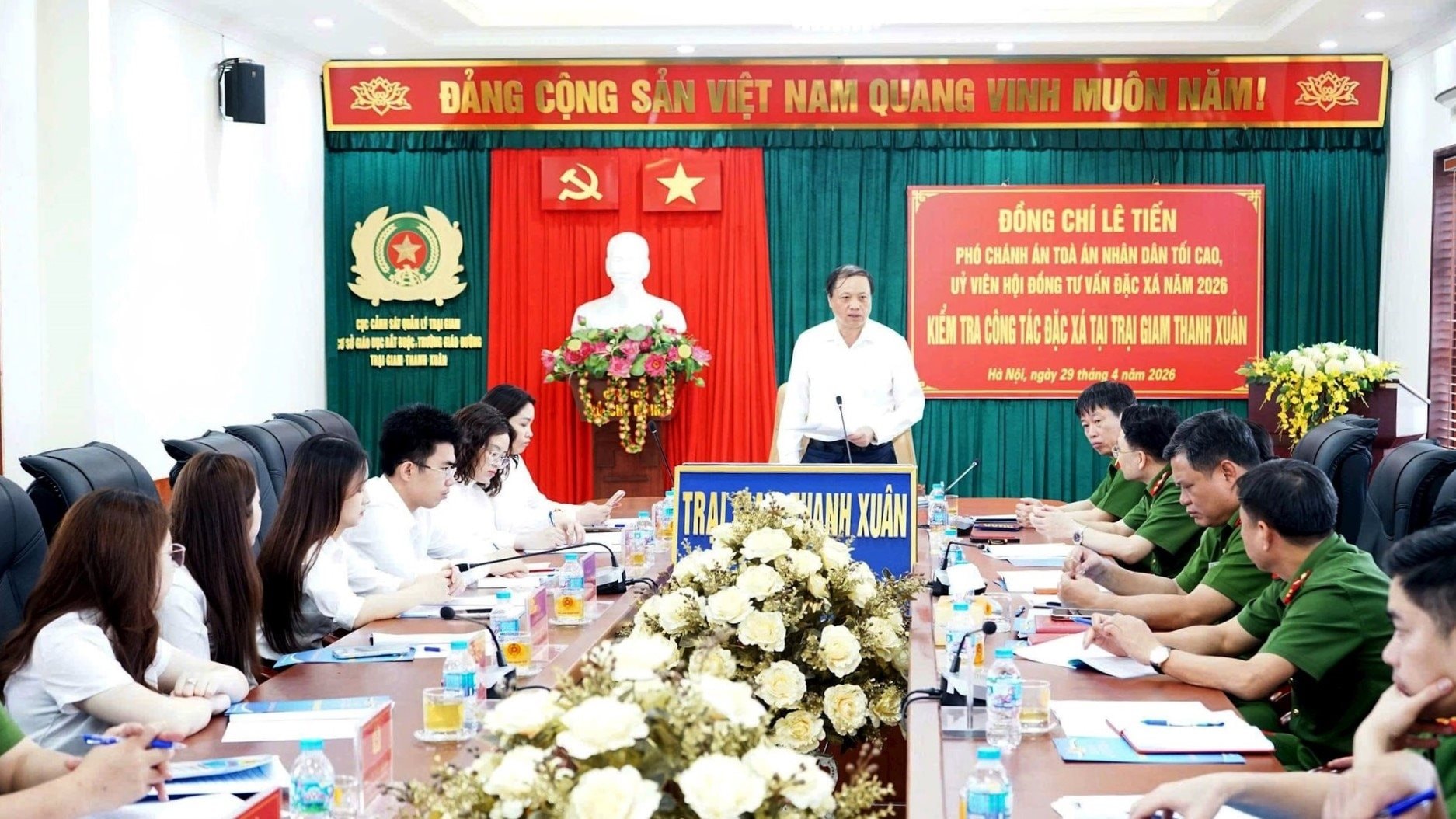 Phó Chánh án TANDTC Lê Tiến kiểm tra công tác đặc xá năm 2026 tại Trại giam Thanh Xuân