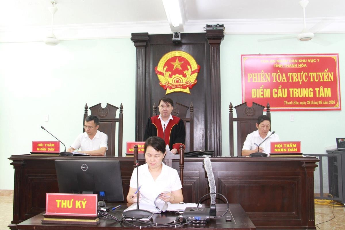 TAND khu vực 7 - Thanh Hóa tổ chức thành công 5 phiên tòa xét xử trực tuyến