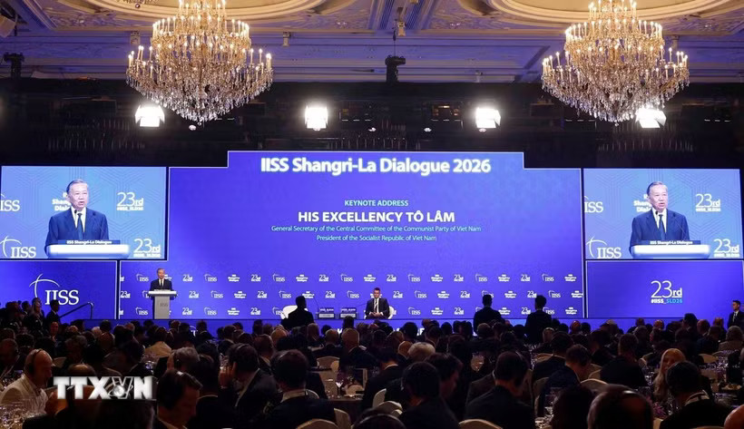Tổng Bí thư, Chủ tịch nước Tô Lâm phát biểu dẫn đề tại Đối thoại Shangri-La lần thứ 23. (Ảnh: Thống Nhất/TTXVN)