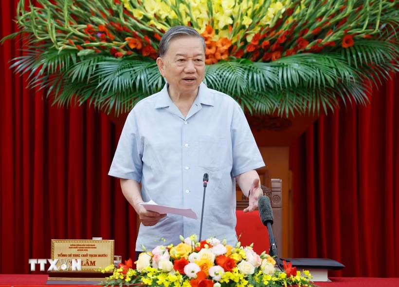 Tổng Bí thư, Chủ tịch nước Tô Lâm phát biểu chỉ đạo. (Ảnh: Thống Nhất/TTXVN)