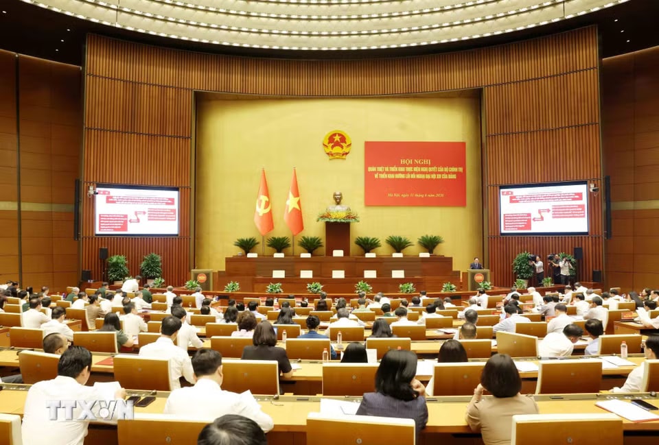 Hội nghị quán triệt Nghị quyết của Bộ Chính trị về đường lối đối ngoại Đại hội XIV của Đảng. (Ảnh: Phương Hoa/TTXVN)