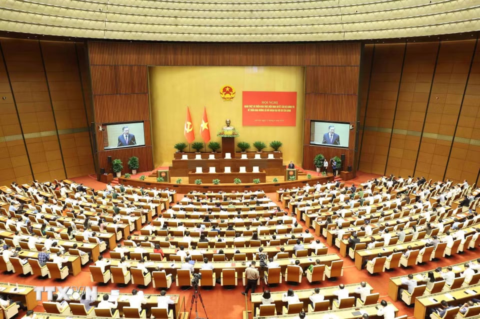 Hội nghị quán triệt, triển khai thực hiện Nghị quyết của Bộ Chính trị về triển khai đường lối đối ngoại Đại hội XIV của Đảng. (Ảnh: Phương Hoa/TTXVN)