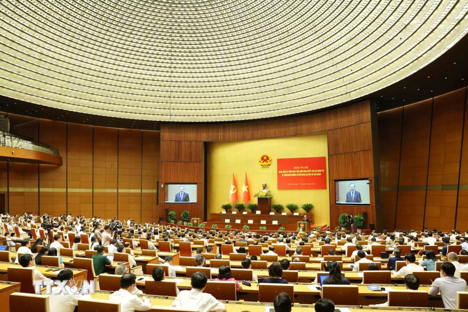 Hội nghị quán triệt, triển khai thực hiện Nghị quyết của Bộ Chính trị về triển khai đường lối đối ngoại Đại hội XIV của Đảng. (Ảnh: Phương Hoa/TTXVN)