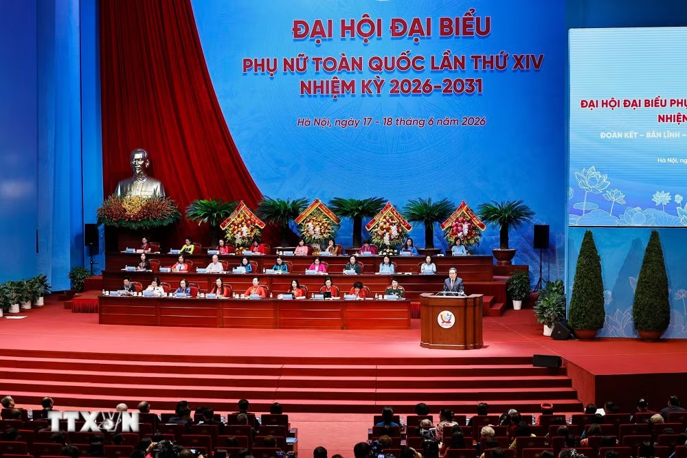 Chủ tịch Quốc hội Trần Thanh Mẫn phát biểu chỉ đạo Đại hội. (Ảnh: Doãn Tấn/TTXVN) ttxvn-1806-dai-hoi-phu-nu-toan-quoc-45.jpg