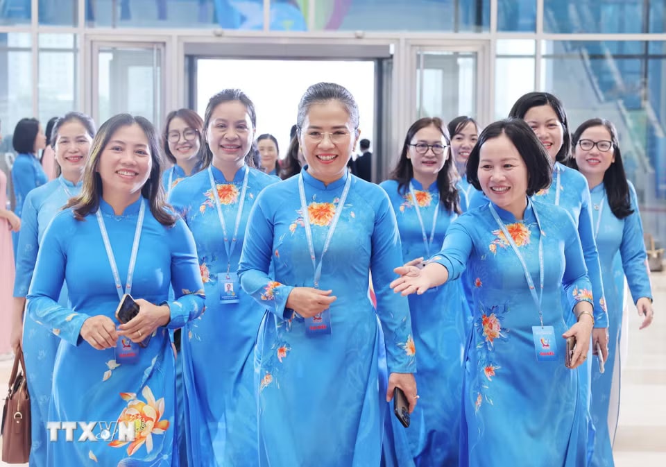 Đại biểu dự phiên Khai mạc trọng thể Đại hội đại biểu Phụ nữ toàn quốc lần thứ XIV. (Ảnh: Lâm Khánh/TTXVN)