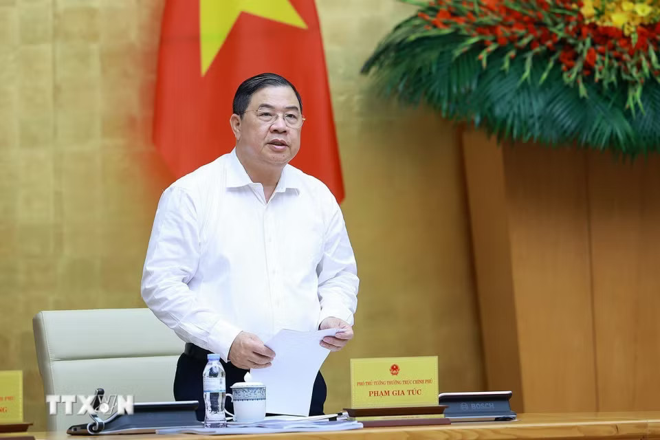 Phó Thủ tướng Thường trực Phạm Gia Túc phát biểu. (Ảnh: Dương Giang/TTXVN)