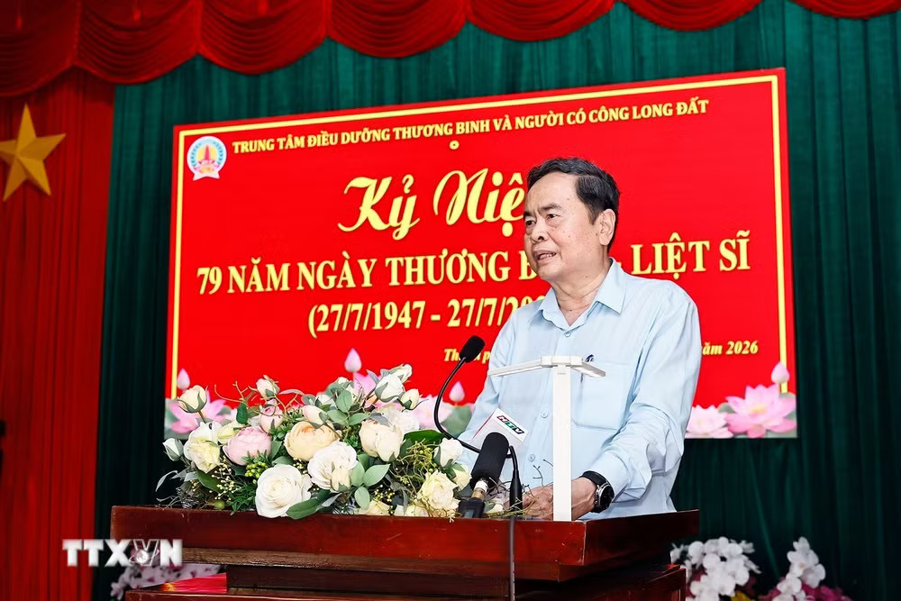 Chủ tịch Quốc hội Trần Thanh Mẫn phát biểu. (Ảnh: Doãn Tấn/TTXVN) ttxvn-chu-tich-quoc-hoi-tran-thanh-man-tang-qua-thuong-binh-tai-tp-ho-chi-minh-1907-3.jpg