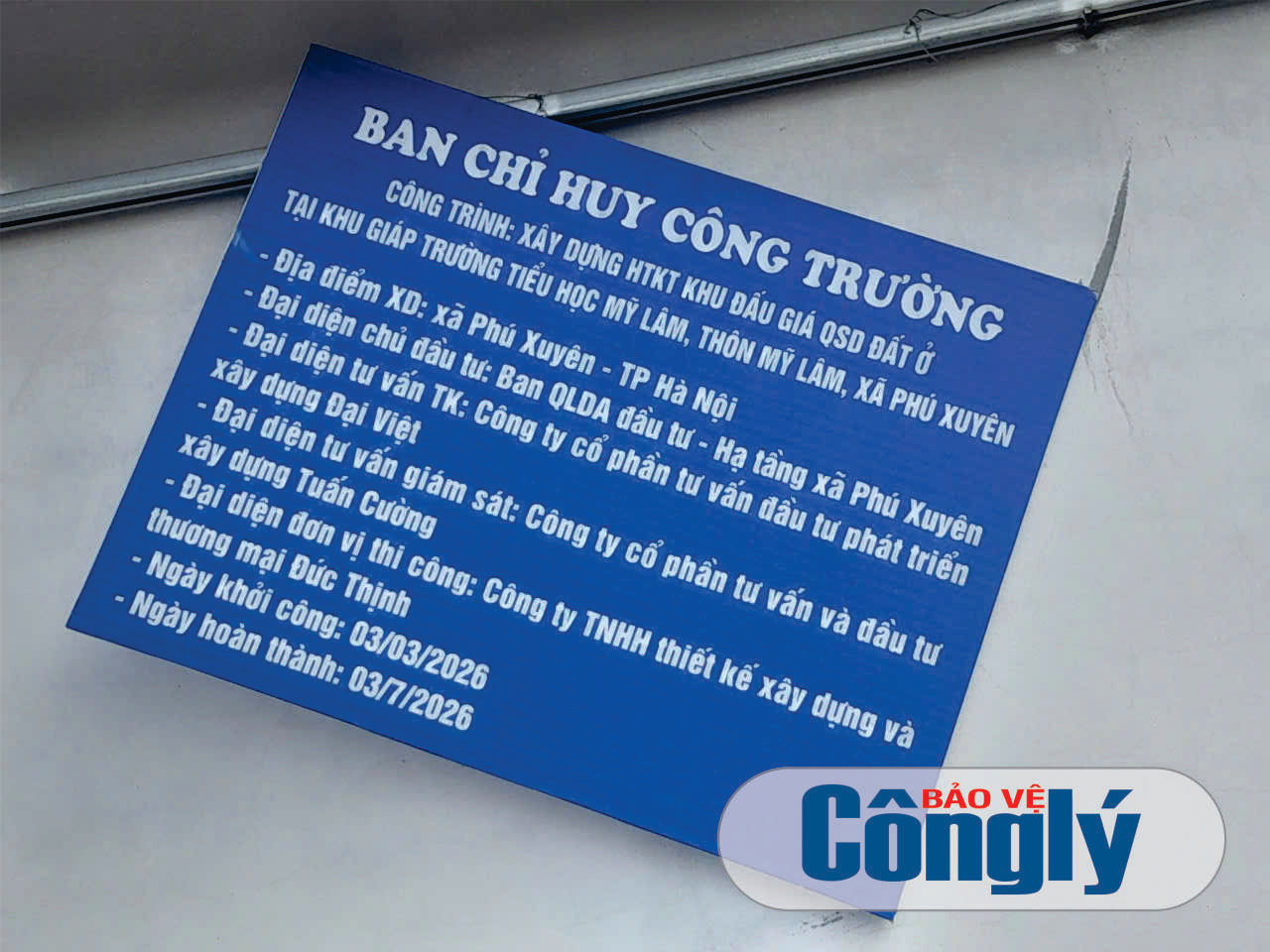 Bảng thông tin dự án