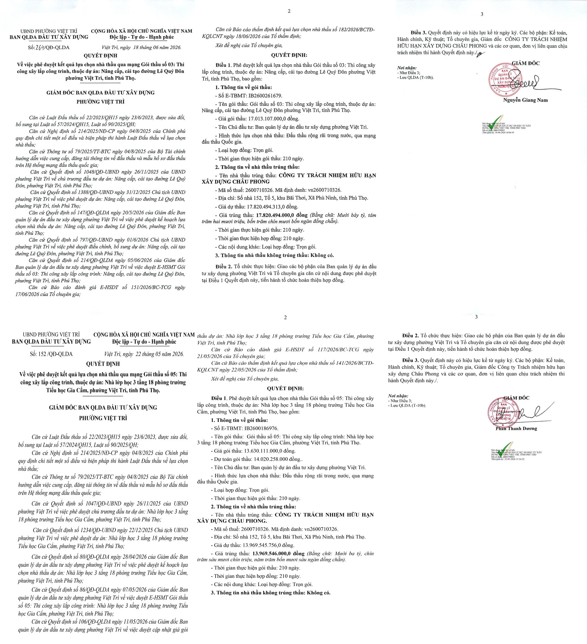 Quyết định phương Việt Trì