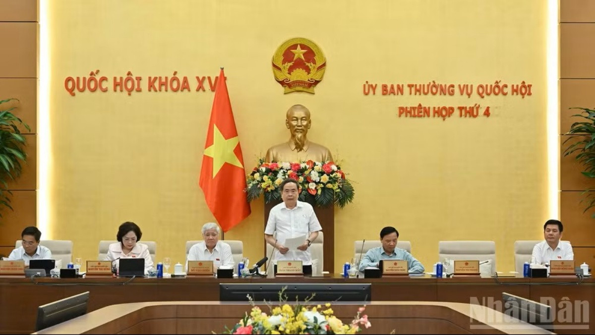 Chủ tịch Quốc hội Trần Thanh Mẫn phát biểu bế mạc phiên họp. (Ảnh: THỦY NGUYÊN)