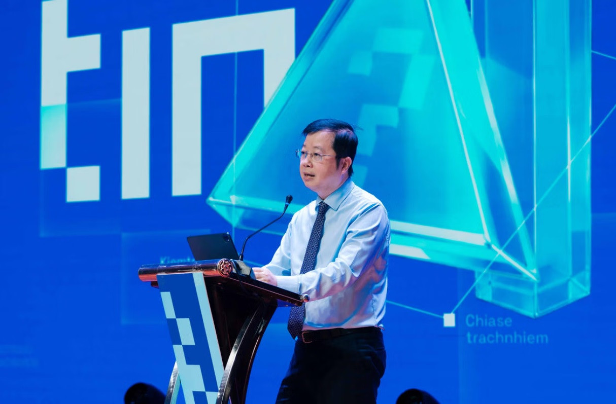 Ông Nguyễn Thanh Lâm - Ủy viên chấp hành TW Đảng, Phó trưởng ban Tuyên giáo và Dân vận Trung ương, Tổng giám đốc Đài Truyền hình Việt Nam - phát biểu tại chương trình ra mắt Bản tin “Thật - Giả, kiểm chứng”