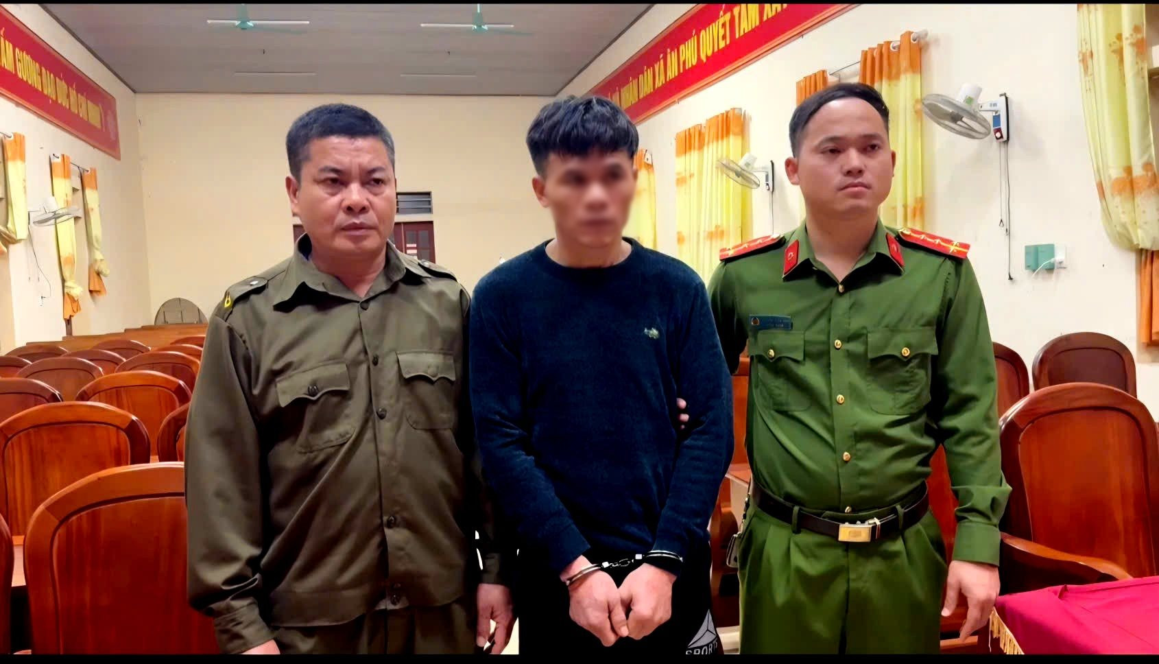 Bị can Nguyễn Trung Thành bị bắt giữ sau quá trình lẩn trốn.