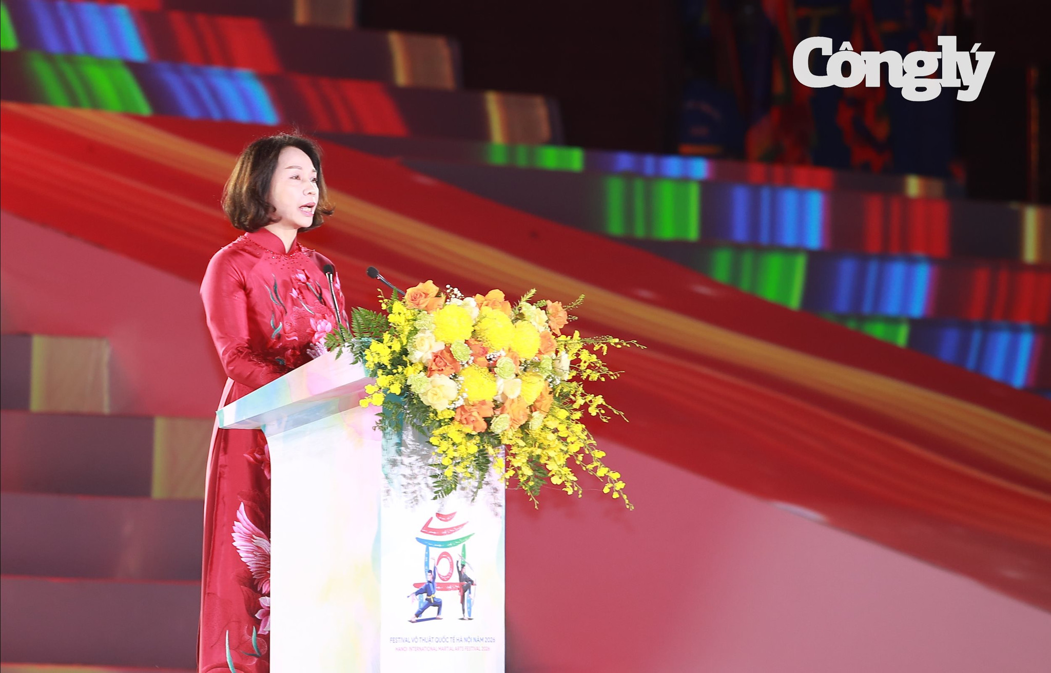Phó Chủ tịch UBND thành phố Hà Nội Vũ Thu Hà phát biểu khai mạc Festival Võ thuật quốc tế Hà Nội năm 2026