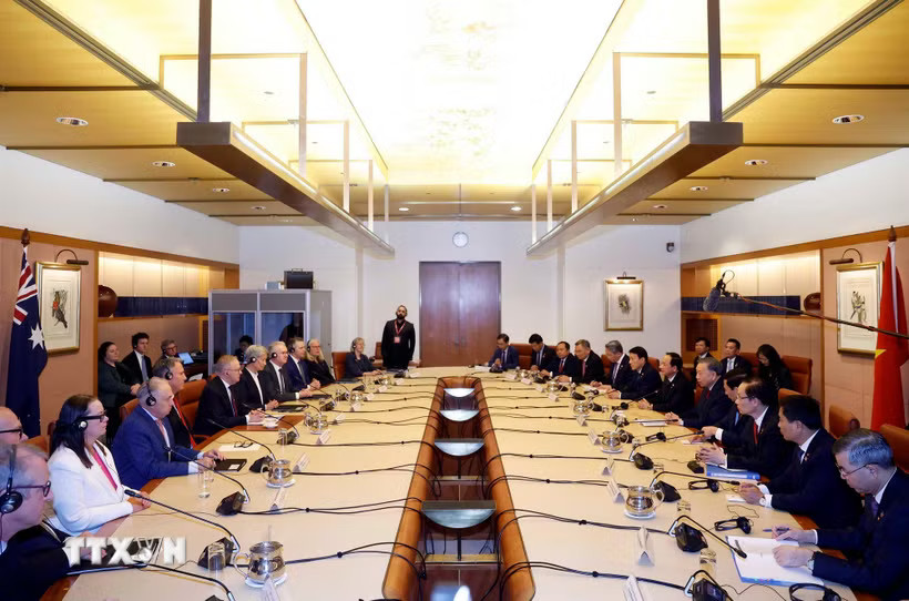 Tổng Bí thư, Chủ tịch nước Tô Lâm hội đàm chính thức với Thủ tướng Australia Anthony Albanese. (Ảnh: Thống Nhất/TTXVN)