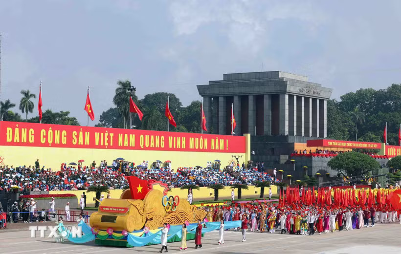 Khối Văn hóa, Thể thao diễu hành Kỷ niệm 80 năm Quốc khánh 2/9/2025. (Ảnh: Hoàng Hà/TTXVN)